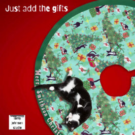 Funny Cat trifft Weihnachtsbaum Polyester Weihnachtsbaumdecke