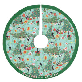 Funny Cat trifft Weihnachtsbaum Polyester Weihnachtsbaumdecke