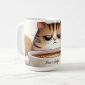 Funny Cat trinken riesige Tasse Kaffee. (Vorderseite Links)