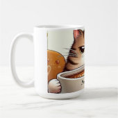 Funny Cat trinken riesige Tasse Kaffee. (Links)