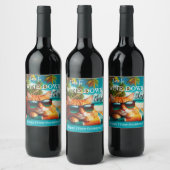Funny Cat Tropical Beach Wine Label Weinetikett (Flaschen)