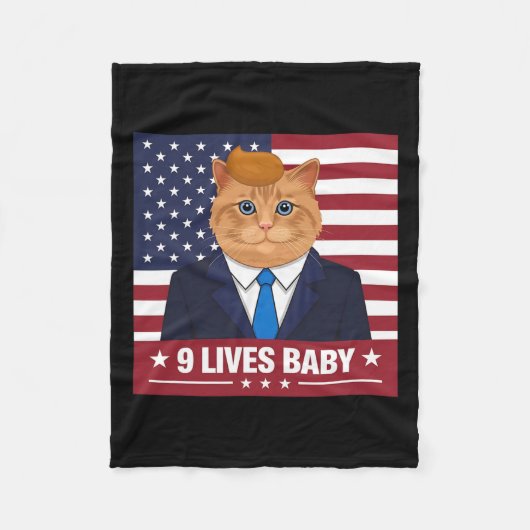 Funny Cat Trump 9 Lebt Baby Funny Vote für Trump Fleecedecke (Vorderseite)