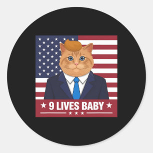 Funny Cat Trump 9 Lebt Baby Funny Vote für Trump Runder Aufkleber