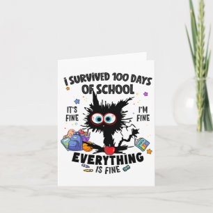 Funny Cat überlebte 100 Tage der Schule Es ist sch Karte