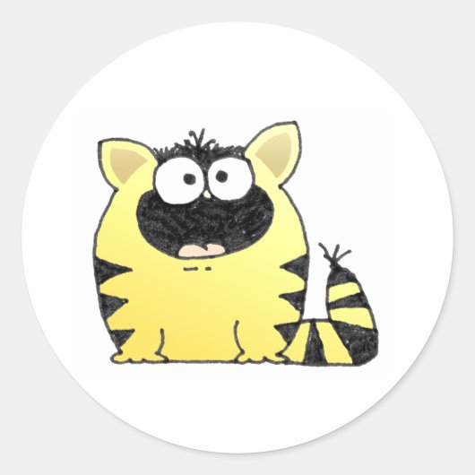 Funny Cat Überraschung Runder Aufkleber (Vorderseite)