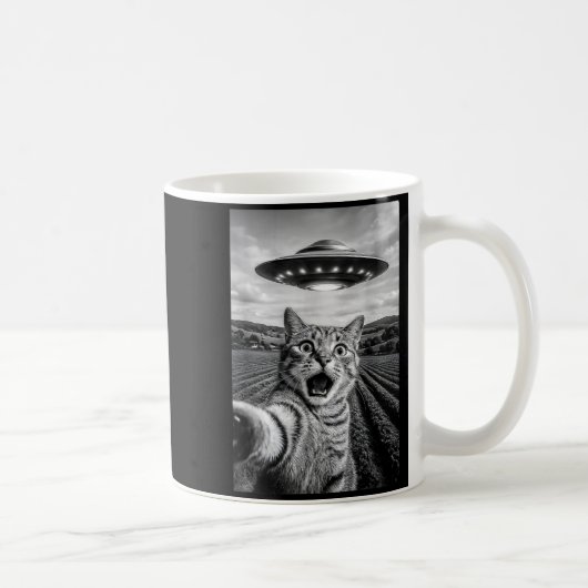 Funny Cat Ufo Alien Bengal Cat Selfie Gift Men Wom Kaffeetasse (Rechts)