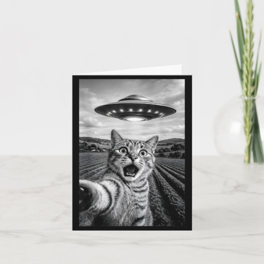 Funny Cat Ufo Alien Bengal Cat Selfie Gift Men Wom Karte (Vorderseite)