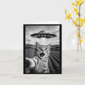 Funny Cat Ufo Alien Bengal Cat Selfie Gift Men Wom Karte (Gelbe Blume)