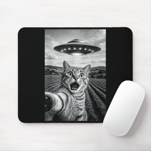 Funny Cat Ufo Alien Bengal Cat Selfie Gift Men Wom Mousepad (Mit Mouse)