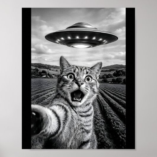 Funny Cat Ufo Alien Bengal Cat Selfie Gift Men Wom Poster (Vorne)