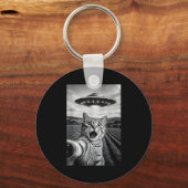 Funny Cat Ufo Alien Bengal Cat Selfie Gift Men Wom Schlüsselanhänger (Vorderseite)