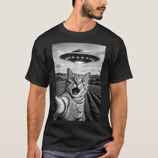 Funny Cat Ufo Alien Bengal Cat Selfie Gift Men Wom T-Shirt (Vorderseite)