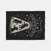Funny Cat Ufo Niedlich Kitty Space Raumschiff Alie Fleecedecke (Vorderseite (Horizontal))