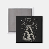 Funny Cat Ufo Niedlich Kitty Space Raumschiff Alie Magnet (Vorderseite/Rückseite)
