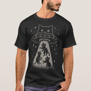 Funny Cat Ufo Niedlich Kitty Space Raumschiff Alie T-Shirt