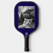 Funny Cat UFO Selfie Pickleball Schläger (Vorderseite)