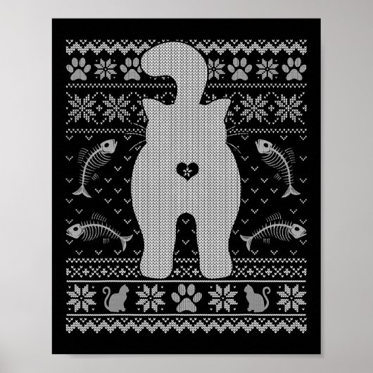Funny Cat Ugly Christmas Sweater Familie Matching  Poster (Vorne)