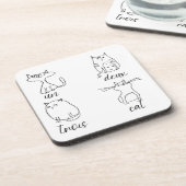 Funny Cat Un Deux Trois Getränkeuntersetzer (Linke Seite)
