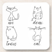 Funny Cat Un Deux Trois Getränkeuntersetzer (Vorderseite)