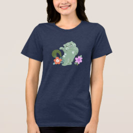Funny Cat und Blume Tri-Blend Shirt