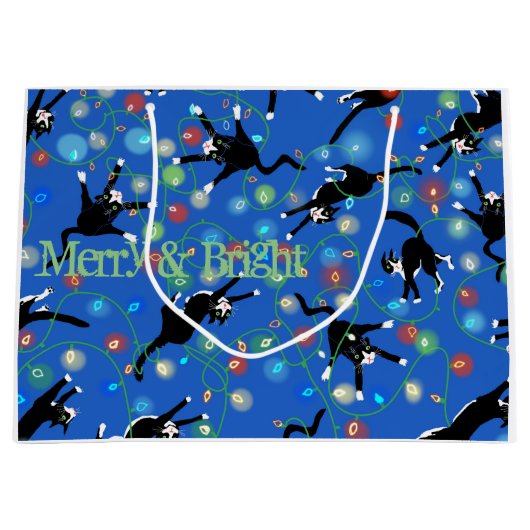 Funny Cat und die Weihnachtslichter Große Geschenktüte (Vorderseite)