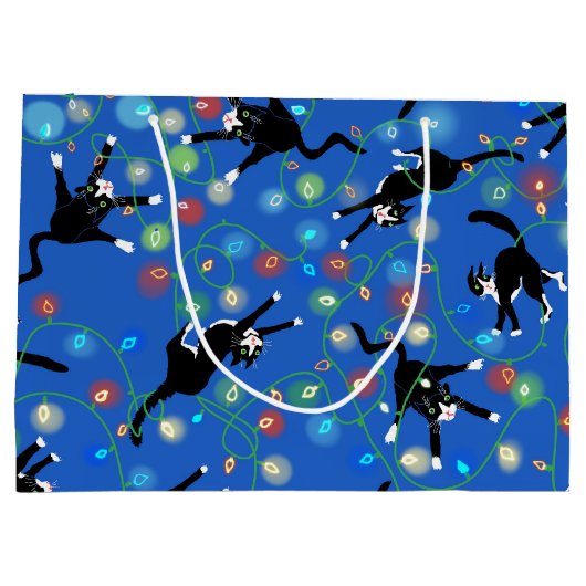 Funny Cat und die Weihnachtslichter Große Geschenktüte (Rückseite)