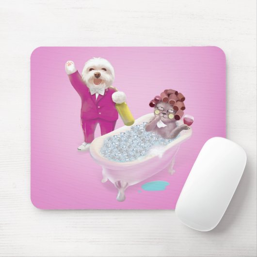 Funny Cat und Hund feiern zusammen Mousepad (Mit Mouse)
