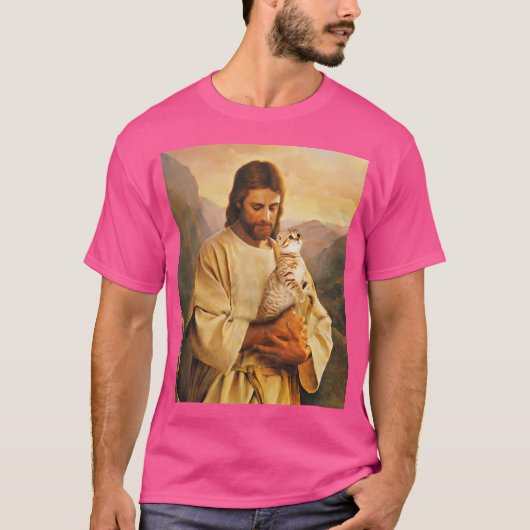 Funny Cat und Jesus Lover T-Shirt (Vorderseite)