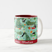 Funny Cat und The Christmas Tree Personalisiert Zweifarbige Tasse (VorderseiteRechts)