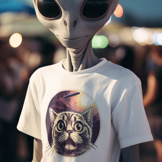Funny Cat und UFO T-Shirt