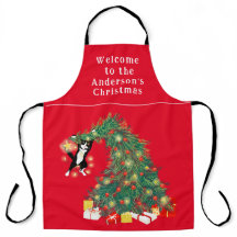 Funny Cat und Weihnachtsbaum Personalisiert Red