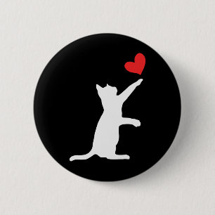 Funny Cat Valentine Niedliches Herz Button