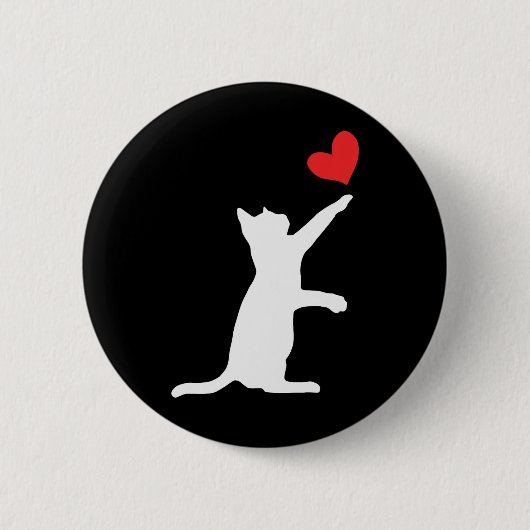 Funny Cat Valentine Niedliches Herz Button (Vorderseite)