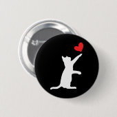 Funny Cat Valentine Niedliches Herz Button (Vorne & Hinten)