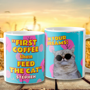 Funny Cat Vater Gift - Individuelle Name und Foto Kaffeetasse