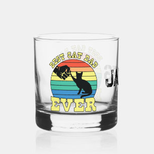 Funny Cat Vater Vater Individuelle Name Geschenk Whiskyglas
