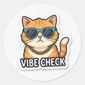 Funny Cat Vibe Check Sticker Cute Aesthetic (Vorderseite)