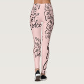 Funny Cat Video Black Letters Paris Blush Pink Leggings (Rückseite)