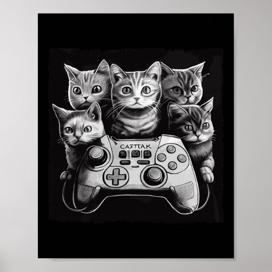 Funny Cat Video Game Controller Squad Poster (Vorne)