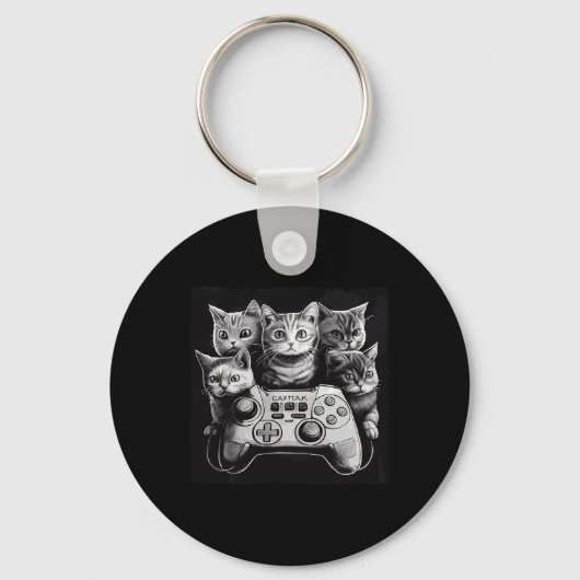 Funny Cat Video Game Controller Squad Schlüsselanhänger (Vorderseite)