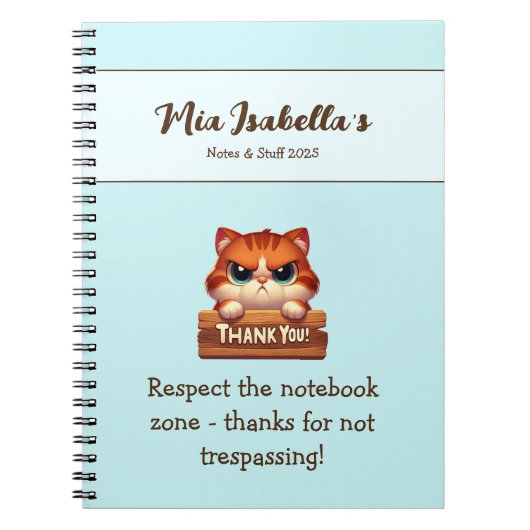 Funny Cat Vielen Dank Ihr Datenschutzschild indivi Notizblock (Vorderseite)