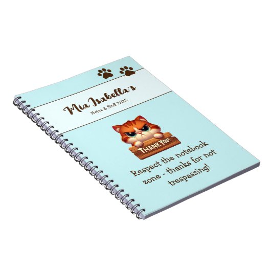 Funny Cat Vielen Dank Paws Notebook individuell an Notizblock (Rechte Seite)