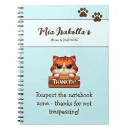 Funny Cat Vielen Dank Paws Notebook individuell an Notizblock