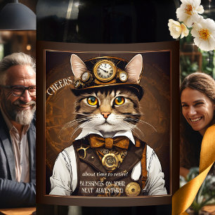 Funny Cat Vintag Rentirement Weinetikett
