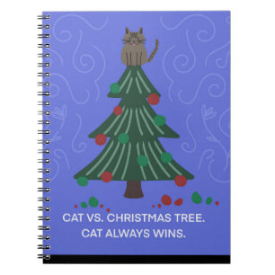 Funny Cat vs Christmas Tree Notebook Notizblock