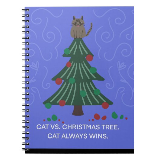 Funny Cat vs Christmas Tree Notebook Notizblock (Vorderseite)