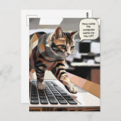 Funny Cat Walking on Computer Postkarte (Vorne/Hinten)