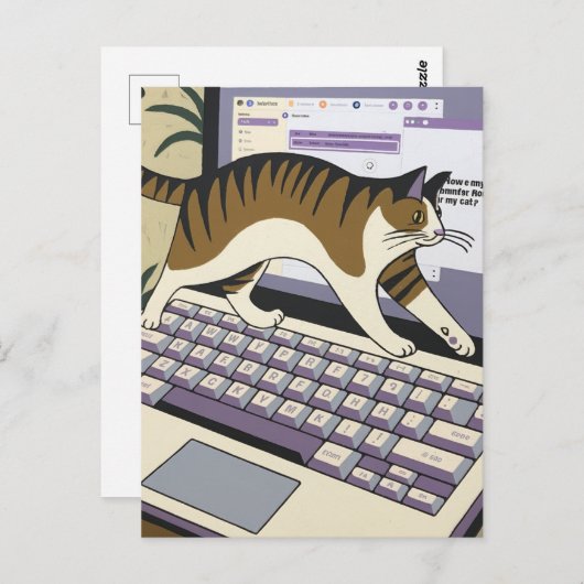 Funny Cat Walking on Computer Postkarte (Vorne/Hinten)