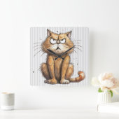 Funny Cat Wall Clock Quadratische Wanduhr (Zuhause)