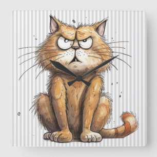 Funny Cat Wall Clock Quadratische Wanduhr